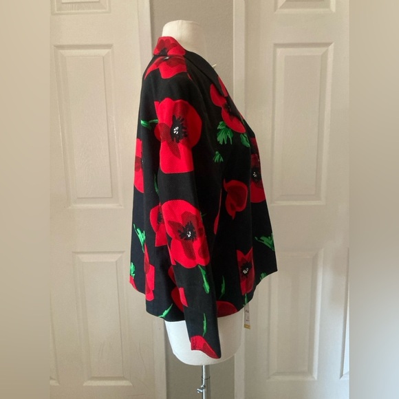 Carlisle Women's Blazer Floral Red Poppy Size 12 Dark Moody Bloomcore Unique - Picture 3 of 8